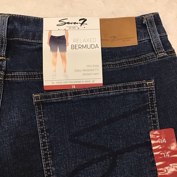 Seven7 New Size 14 Relaxed Bermuda Denim Women’s Jeans Shorts Cuffed Hem - Picture 5 of 12